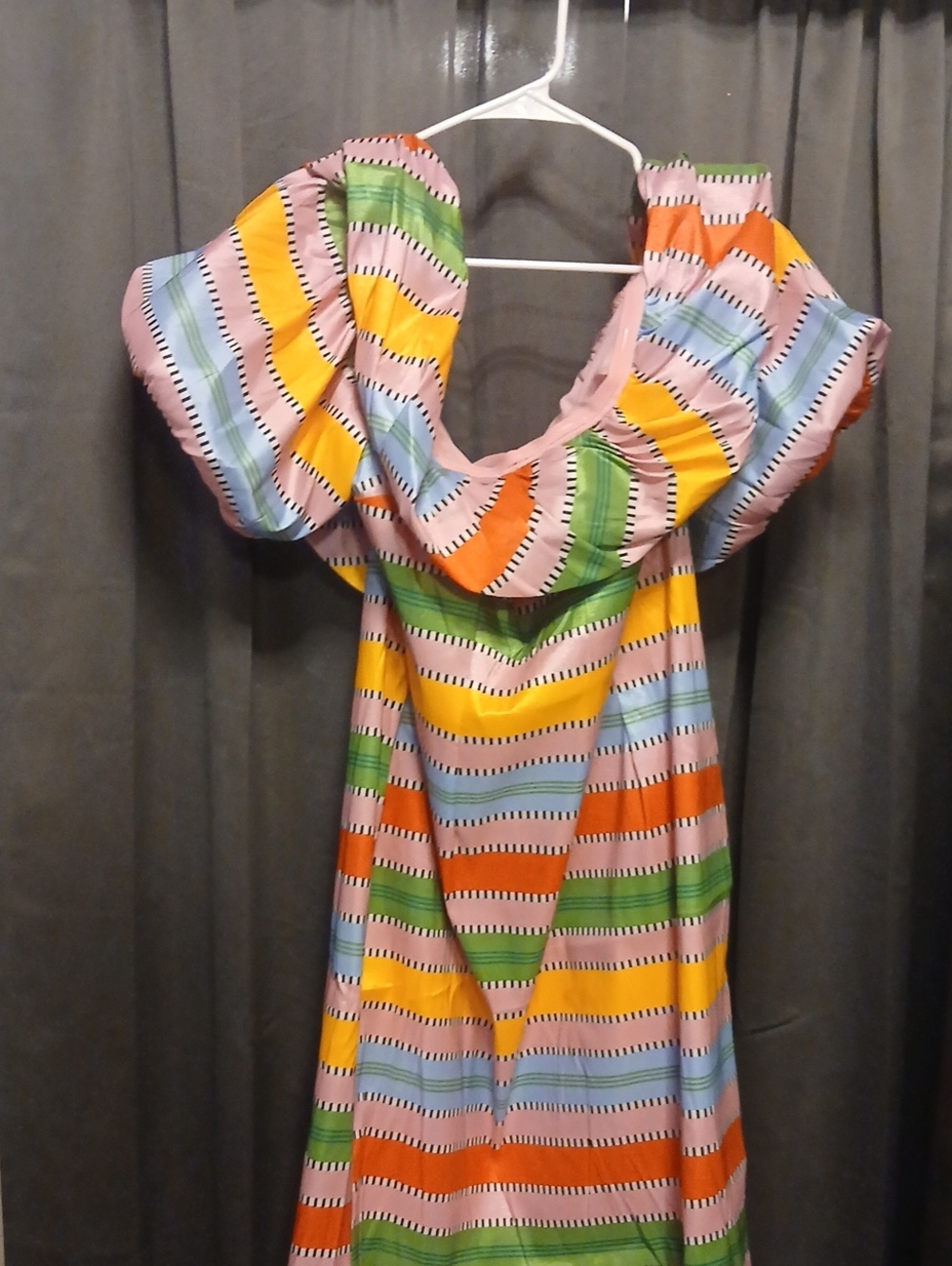 Colorful Striped Puff-Sleeve Women’s Dress